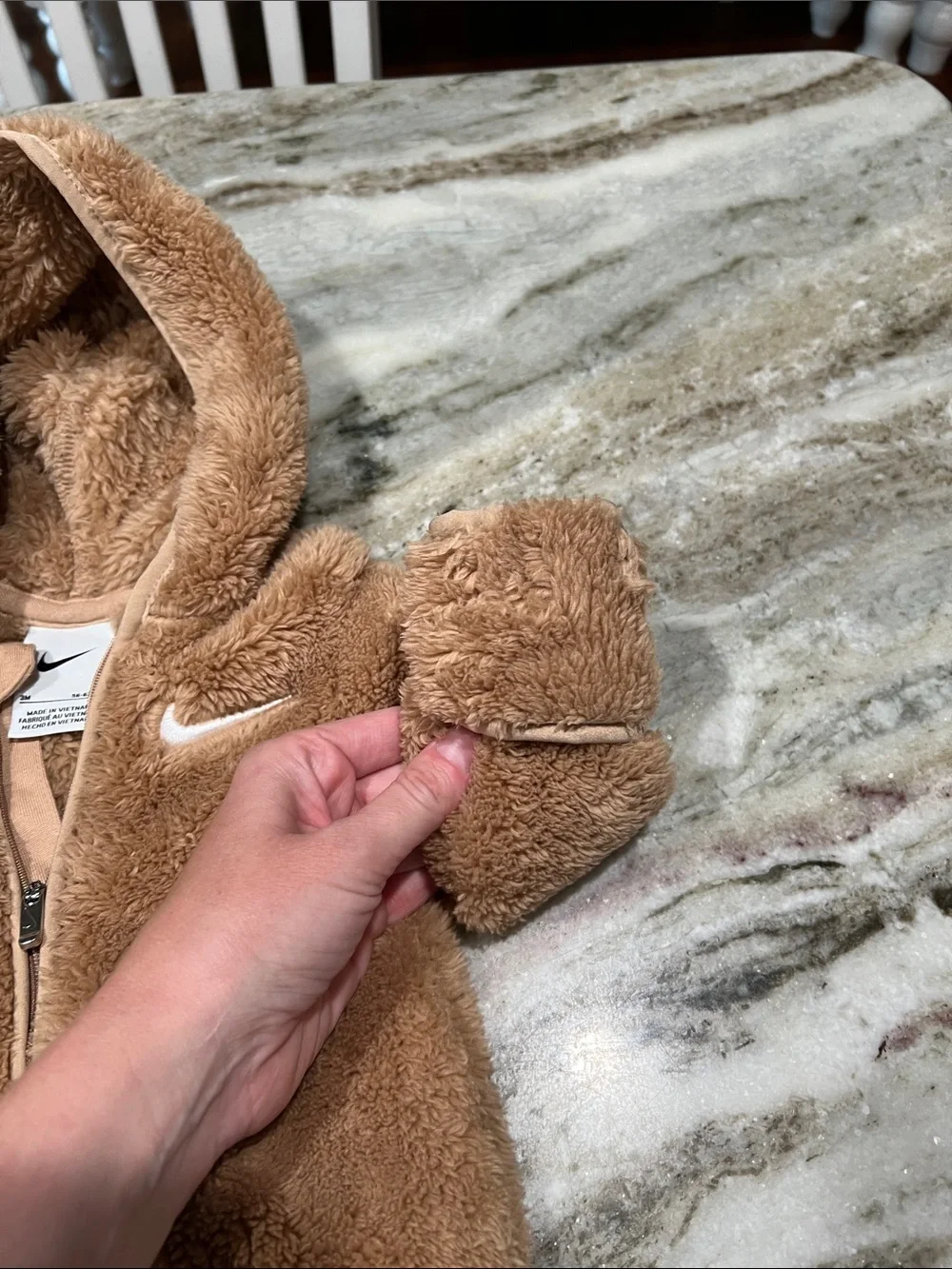 Nike Kids Brown Plush Hooded One-Piece Footie